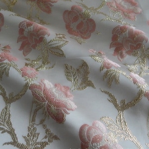 Metallic Brocade Fabric: 57&quot;W Damask Jacquard Peony Satin, Upholstery & Sewing