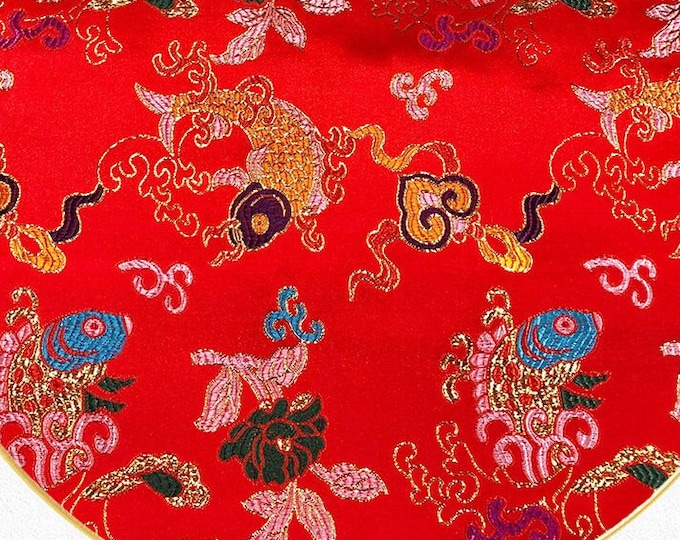 59“W Shiny Silk Brocade Fabric, Carp Leaping over the Dragon Gate pattern, Home Decor, cheongsam, pillow case, Upholstery, Sewing Fabric