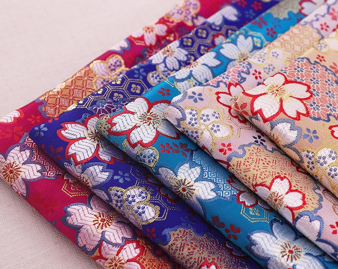 Cherry Blossom Jacquard Brocade Fabric: Japanese Silk Rayon Blend (29.5" Width)