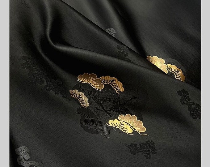 29.5"& 59" Width Matsuba fabric Japanese Nishijin weaving gold thread brocade fabric by the meter, 3 colors, Upholstery and Sewing fabric