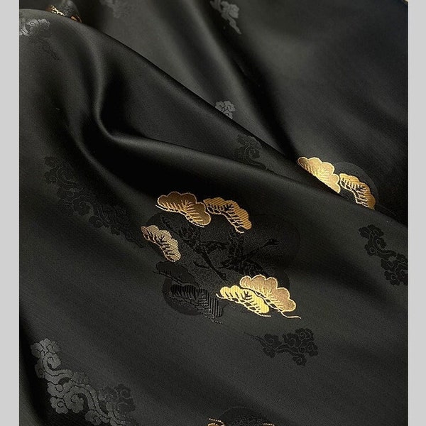 29.5"& 59" Width Matsuba fabric Japanese Nishijin weaving gold thread brocade fabric by the meter, 3 colors, Upholstery and Sewing fabric