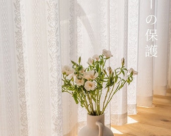 108"H Japanese embroidered white veil Curtain Fabric, Heat and sun protection, Living Dining Room, Bedroom, Decoration, Background/Fabric