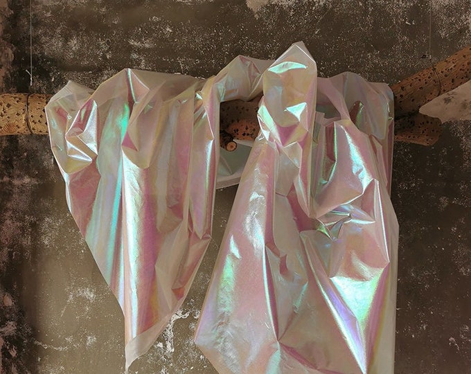 Candy Plastic Paper Symphony Laser Colorful Fabric, Designer Fabric, Translucent mirror reflective Fabric, coat, handbag, shoes, 36"Width