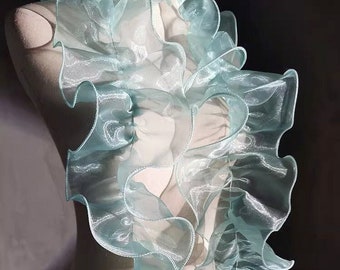 5cm Wide Water ripple ruffles Mermaid bright 3D lace transparent yarn, 6 Colors Designer Accessories Fabric, Wedding, Events, Decoration