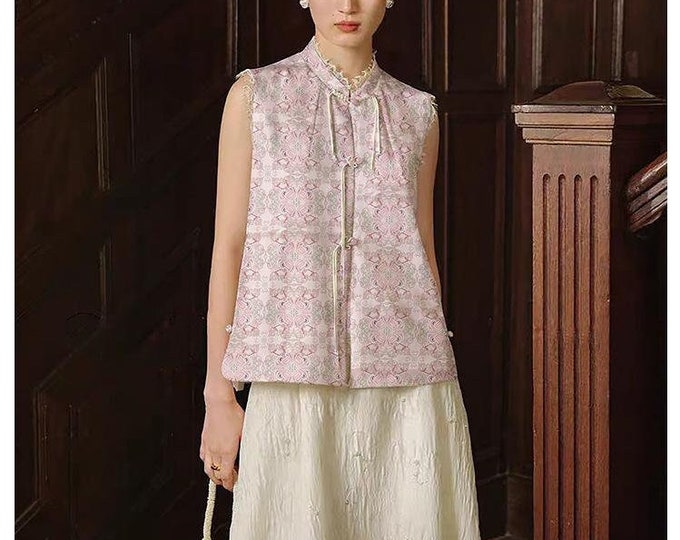 59" Song Brocade, Zen flower, Pink lion Brocade, Emperor Tibetan, Upholstery, Decor, Costume, Curtain, Handbag, Sewing/Fabric by the meter