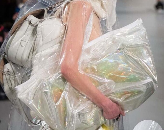 Full transparent TPU Fabric, Designer Fabric ,raincoat waterproof, life jacket, handbag, shoes fabric, 54"Width, Designer DIY fabric on SALE