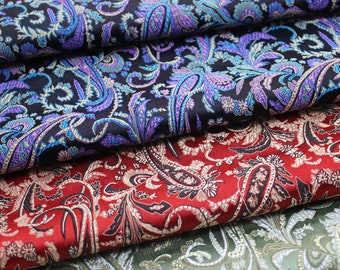 Peacock Feather Brocade Fabric: Magenta Floral Chinese Silk Rayon Blend