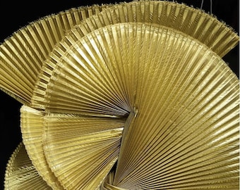 Metallic Gold Pleated Hard Yarn Fabric, 62" Wide 2 sizes Designer Fabric, Wedding, Gowns, Crafts, Events, Stiff shape & Texture, DIY/ fabric