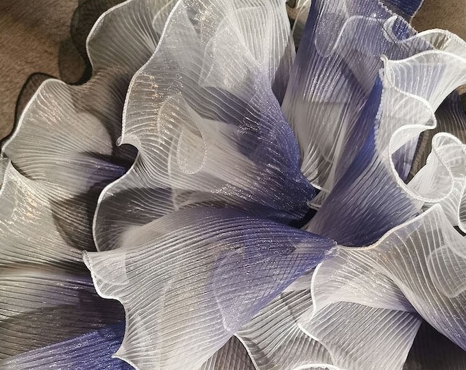 Sheer pleated ruffle, 15cm Wide 3D folds Ruffle Organza, Designer Fabric, Wedding, Gowns, Events, Decoration, Stiff shape and Texture fabric