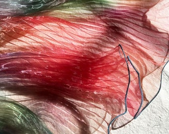 Rainbow Waves, Smudged Accordion Pleated Laser Organza Fabric with Dramatic Movement, 55"W, Wedding, Gowns, Events, DIY, Doll making, prom