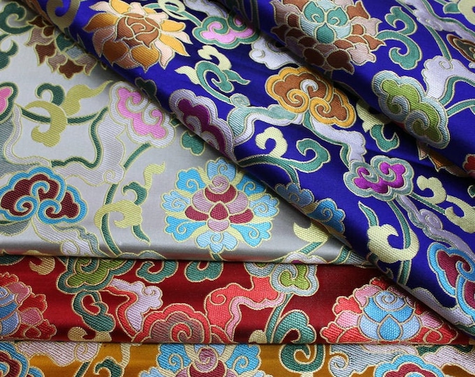 Chinese style Mongolian Gown Tibetan robe decoration Brocade handmade fabric jacquard silk brocade antique fabric