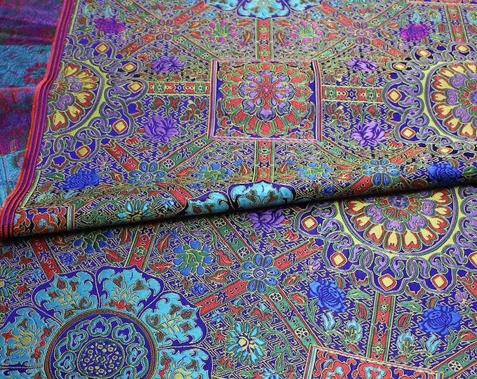 Floral Jacquard Brocade Fabric: Chinese Mongolian Style (29.5" Wide)