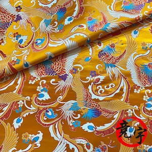 Tessuto mongolo colorato stile cinese fenice, abito tibetano, accappatoio, decorazione, tessuto fatto a mano jacquard seta broccato tessuto antico, 59 "W