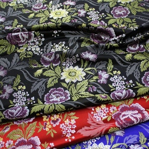 Silk Brocade Fabric 3D Peony Flower Design, Wedding Fabric, 29.5" W Chinese Silk Fabric By 1 Meter on SALE