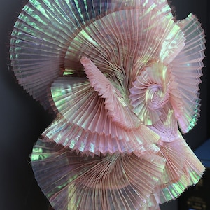 Mermaid Iridescent Pleated Organza Fabric: 55&quot; Wide Designer Material