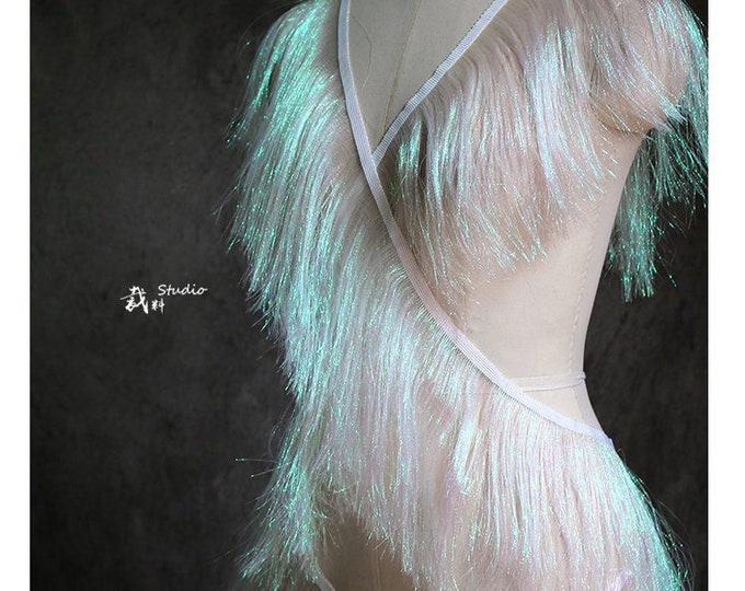 20cm Wide Fringed edge, Handmade Creative illusion Designer Accessories Fabric, Wedding, Gowns, Events, Decoration, soft whiskers Texture