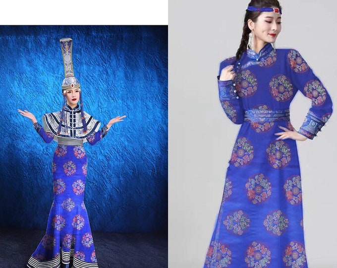 Mongolia Tibetan Plain Chinese Silk Brocade Fabric, 29.5"W, Upholstery, Decor, Costume, Curtain, Handbag, Sewing, Cheongsam/Fabric by 1meter