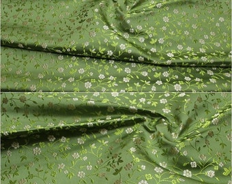Floral Brocade Fabric: Chinese Style Silk Rayon Blend, 29.5" Wide
