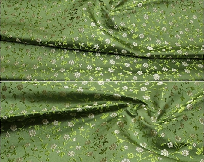 Chinese Flower Brocade Fabric | 9.99 Full Meter Price | 29.5" Wide | Chinese Fabric in 9 Colors Red,Blue,Green,Yellow,Purple Chinese Brocade