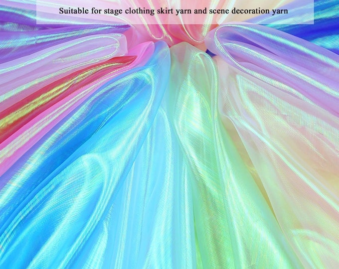 SALE | 25 colors Symphony glass yarn fabric Crush Iridescent Shimmer Fantasy Organza, 59" Wide, Decor, Costume, Sewing/Fabric by the meter