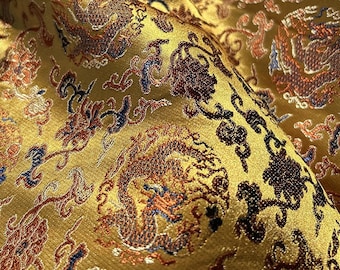 57"W Song Brocade Chinese Fu Dragon Silk Brocade, Emperor Tibetan robe, cheongsam, sewing, Upholstery, Quilting and drapery fabric