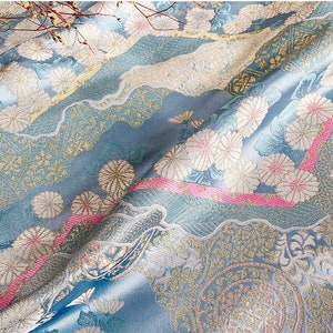 29,5&quot; und 59&quot;W Nishijin gewebt gold 襕 Brokat, Jacquard Blumen Seide Brokat meterware, Bund, Handtasche, Polster- und Nähstoff