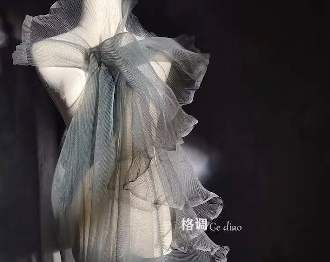 Wedding Pleated Tulle Mesh Fabric by the meter | 59" Width | Perfect for DIY Sewing & Wholesale, Stiffened silhouette fabric, costumes, prom