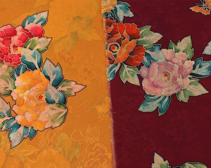 59"W Rayon tea silk fabric, Cloisonne jacquard, 6 colors, Sewing fabric, Upholstery, Decor, Costume, dress, bag, Sewing, Cosplay, DIY/Fabric
