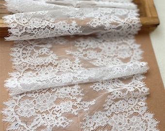 Pure White High Quality Garment Home Lace trim, design fabric, Lolita, cuff, Events, Decor, wedding, Doll making, dress/fabric, 11.5"W
