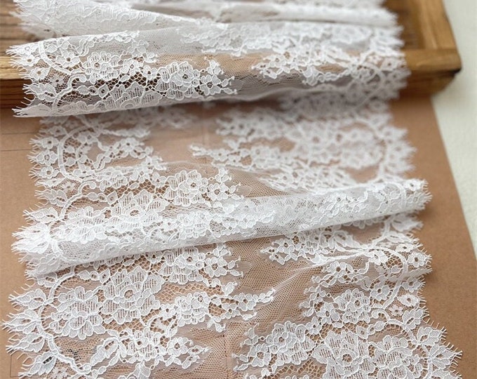 Pure White High Quality Garment Home Lace trim, design fabric, Lolita, cuff, Events, Decor, wedding, Doll making, dress/fabric, 11.5"W