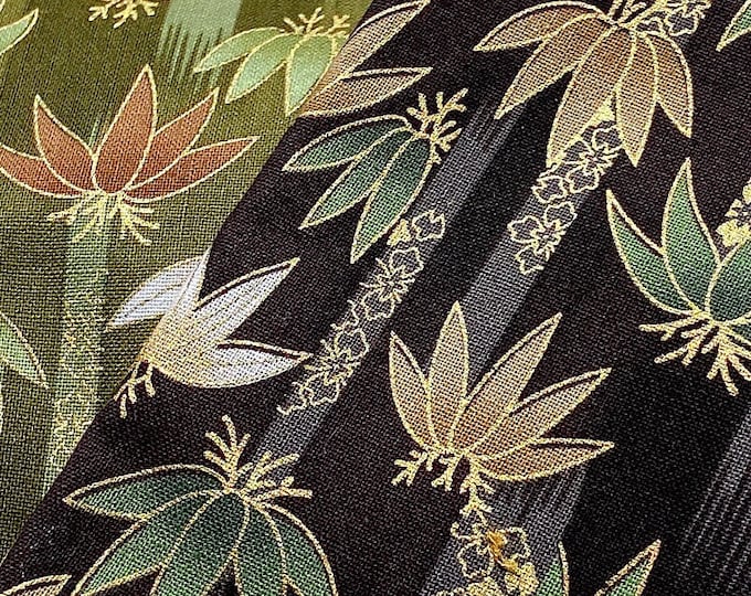 Japanese style Printed and hot-stamping Foli Cotton Fabric by the meter, 57"W 2 colors, Upholstery, Kimono, Yukata  and Sewing fabric