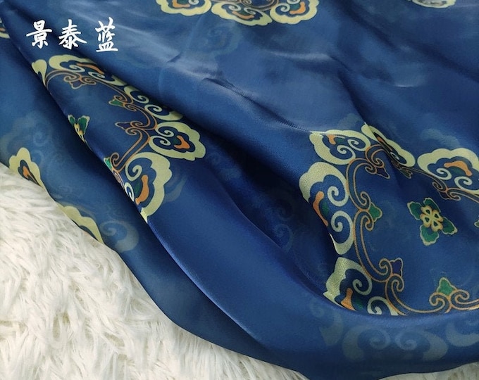59"W Printed Organza see-through Han Fu Fabric, Original Dunhuang Designer Fabric, high-density encryption elastic, 6 Colors to choose