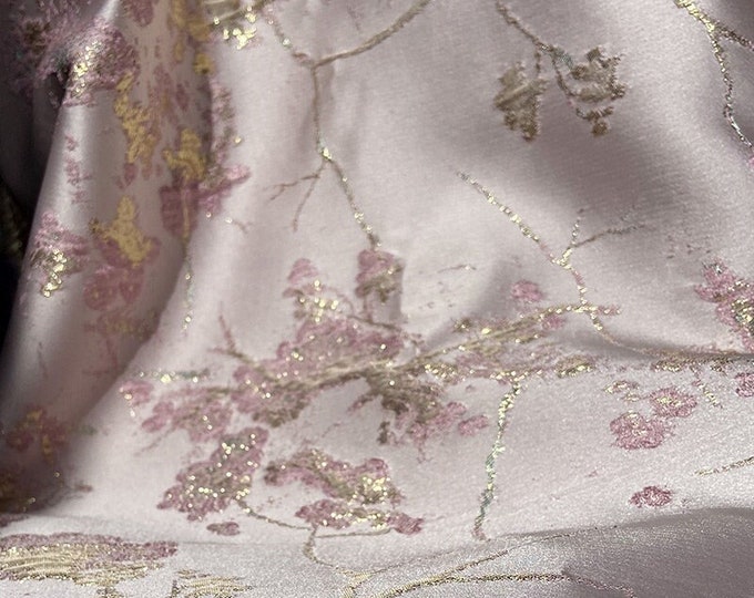 57"W Chinese plum blossom Jacquard fabric pink color cheongsam, Qipao, Upholstery, Decor, Costume, Curtain, Bag, Sewing/fabric by the meter