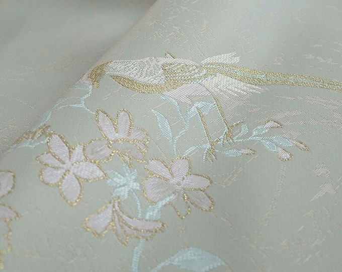 60W gold thread bird and flower Jacquard damask, Emperor Tibetan robe, cheongsam, spinning, silk rayon sewing, Quilting, DIY, drapery/fabric