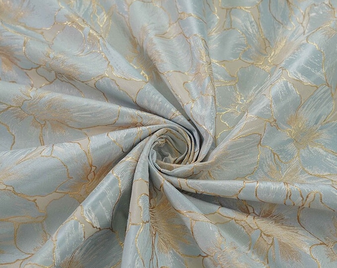 64"W Gold thread Embroidered Jacquard Fabric, 3D designer fabric, Upholstery, DIY, Decor, Costume, Curtain, Sewing/fabric, By 1 Meter