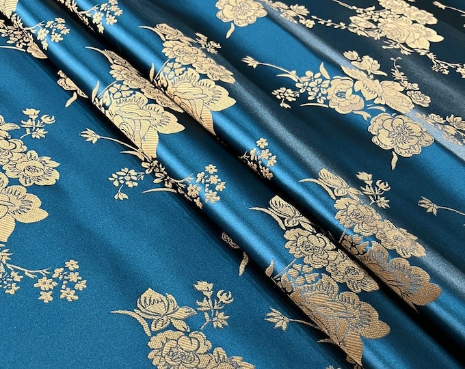29.5" Width Nishijin Japanese Flower Fabric, Modern Japanese Jacquard silk brocade by the meter, High-end high-precision brocade for sewing