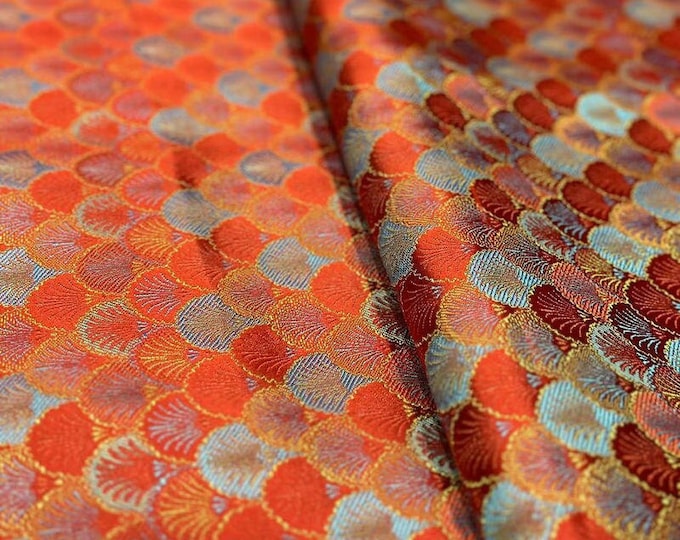 Elegant Silk fabric, jacquard fabric, Japanese Shell Kinran fabric, 59" W, Upholstery, Decor, Costume, bag, Sewing, DIY/Fabric by the meter