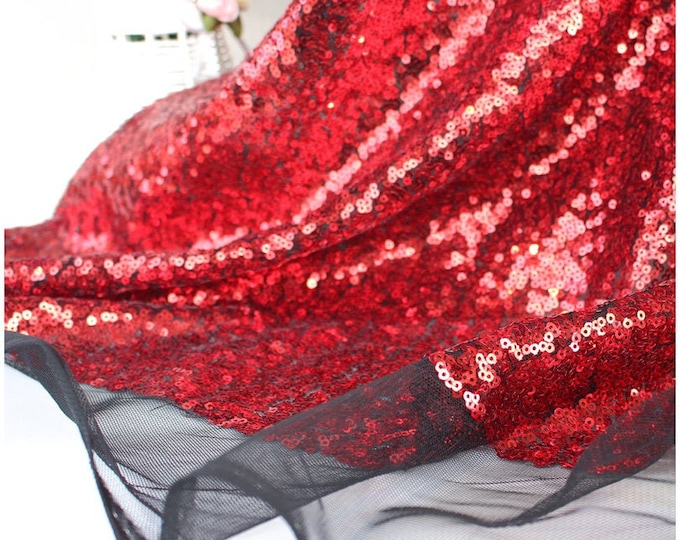 3MM Sequin Fabric, Glitz Full Sequins on Mesh Fabric for Bridal & Wedding, Party Dress, Gown, Prom, Décor, Width 59"