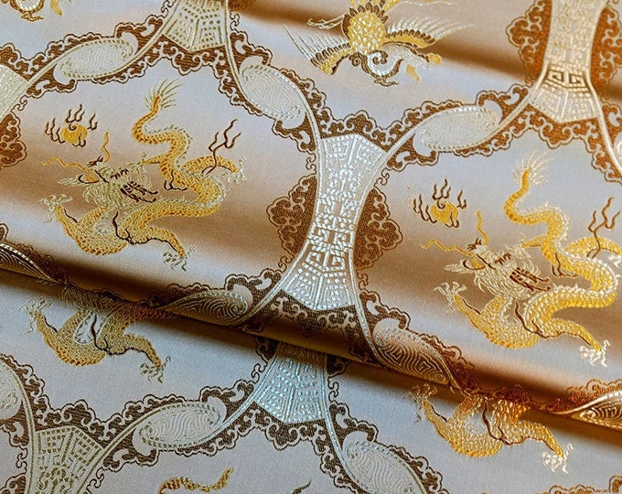 Dragon Phoenix Brocade Fabric: 45"W Silk Rayon Jacquard