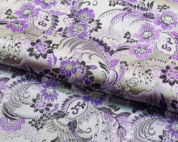 Silk Brocade Fabric winter jasmine Design, Wedding Fabric, 45"W brocade Fabric By 1 Meter on SALE, Upholstery, Quilting, Sewing, Costume