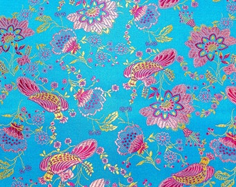 Silk Brocade Fabric: Lotus Bird Pattern, Sewing & Upholstery - 45"W
