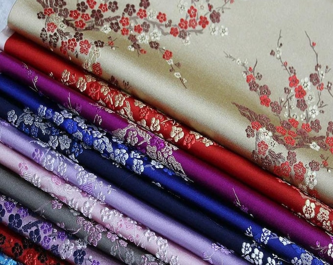 9 colors chinese plum blossom silk brocade fabric multicolors cheongsam Qipao brocade fabric by the meter
