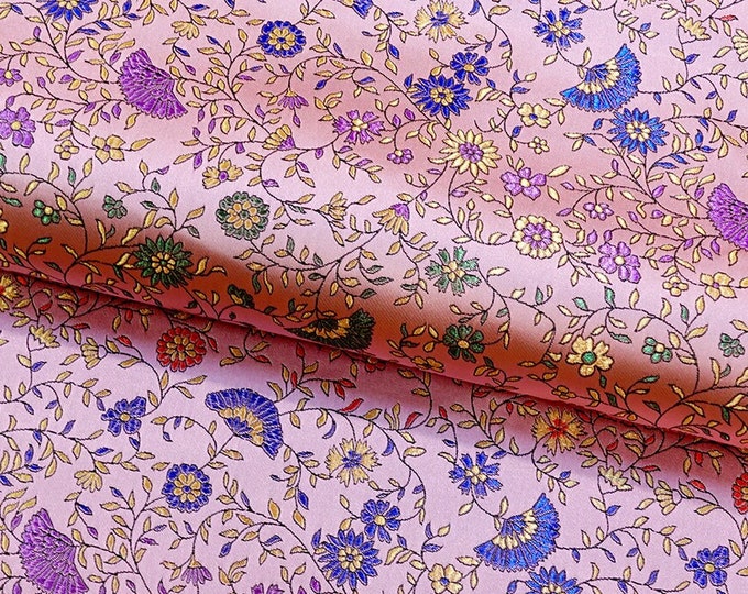 Silk Brocade Scalloped Peony Design, Brocade Fabric, 45" W Silk Fabric By 1 Meter on SALE, Upholstery, Quilting, Sewing, Costume, Decor