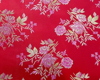 Silk Brocade Fabric flower Design, Damask Fabric, 45"W brocade Fabric By 1 Meter on SALE, Upholstery, Quilting, Sewing, Costume, Bag, Shoes