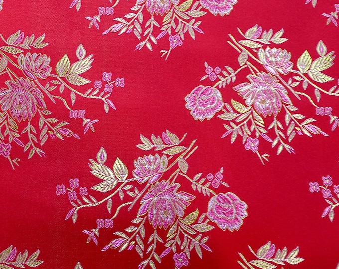 Silk Brocade Fabric flower Design, Damask Fabric, 45"W brocade Fabric By 1 Meter on SALE, Upholstery, Quilting, Sewing, Costume, Bag, Shoes