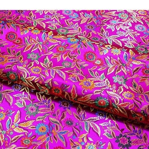 Tessuto di broccato di fiori di foglia cinese / 12,99 prezzo del metro pieno / 45 "largo / tessuto cinese in 13 colori rosso, reale, argento, rosa, oro, nero