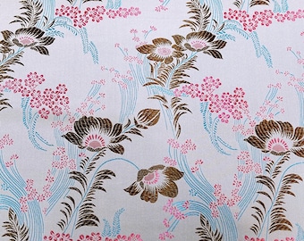 Peony Flower Silk Brocade Fabric: 45"W Upholstery, Costume, Decor