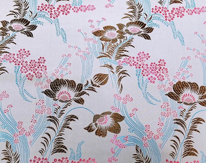 Silk Brocade Fabric Big Peony flowers, 45"W brocade Fabric By 1 Meter, Upholstery, Sewing, Costume, Decor, Curtain, Wedding/Fabric, 9 colors