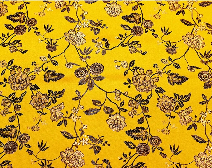 45"W Shiny Chinese Peony Flower Damask Brocade Fabric | sell by one meter| Chinese Fabric in 15 Colors| Upholstery Quilting Sewing fabric
