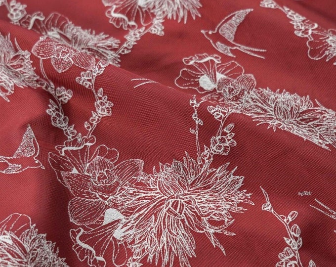 Palace style magpie & flower jacquard fabric, 55"W, Upholstery, Decor, Costume, Curtain, Handbag, Sewing, DIY, Clothing, Cosplay, DIY/Fabric